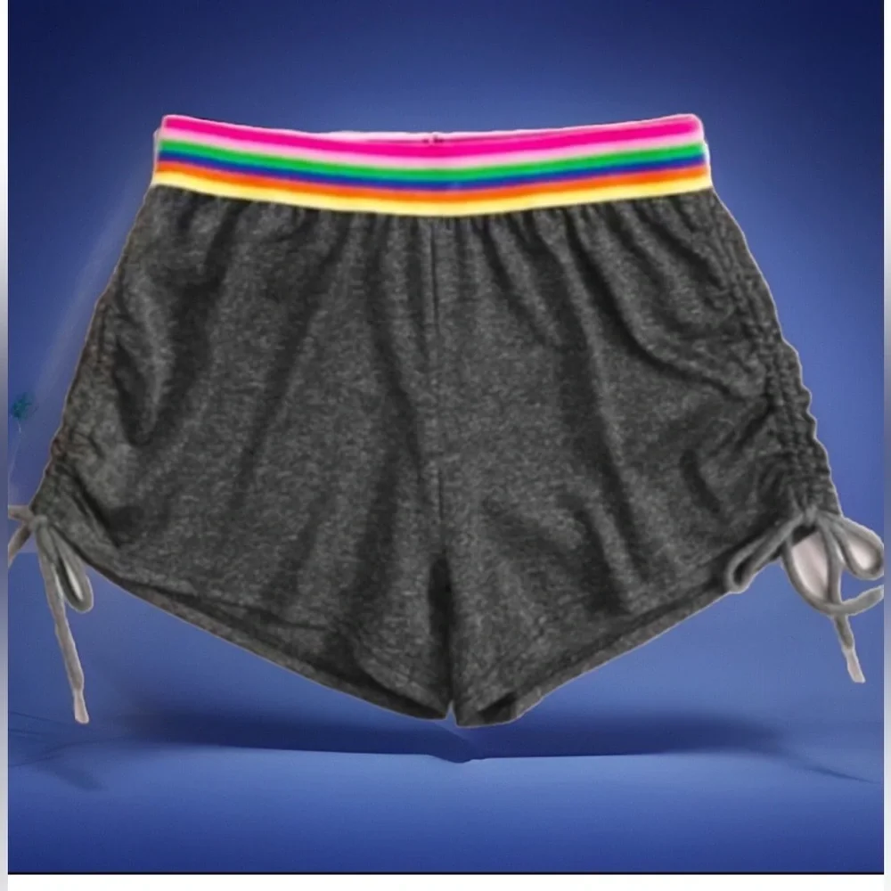 Crop Cami Style Top & Rainbow Lined Ruched Short Loungewear/Nightwear